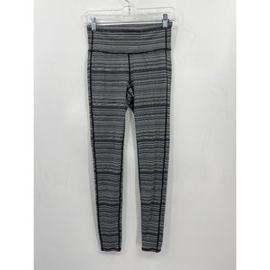 Athleta Size‎ S Black White Striped Chaturanga Leggings